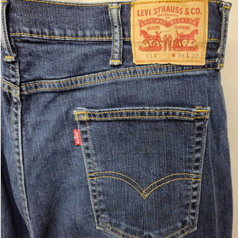 Levi's 514 Jeans Men Size 38x32 Dark Wash‎ Straight Fit Stretch Classic Capsule